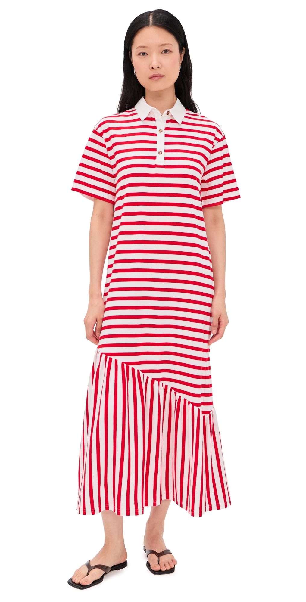 Never Fully Dressed Red Stripe Jersey Dress Red L