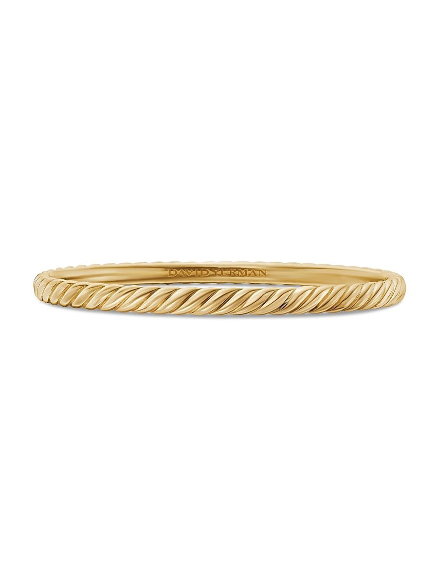 Women's Sculpted Cable Bangle Bracelet in 18K Yellow Gold - Gold - Size Medium