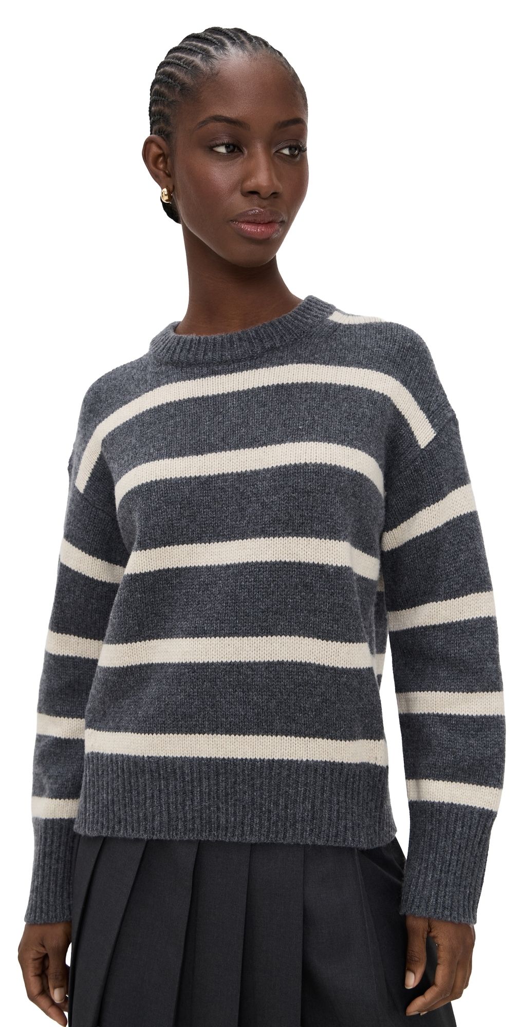 Alex Mill Striped Nottinghill Sweater Storm Grey/Wishbone M