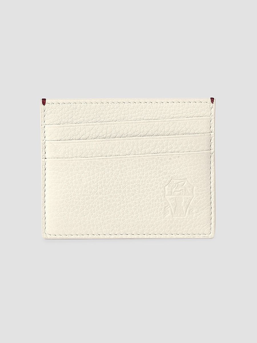 Men's Fine Grain Calfskin Card Holder - Chalk