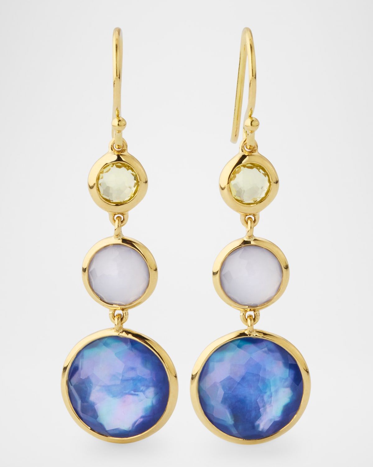 Lollitini 3-Stone Drop Earrings in 18K Gold