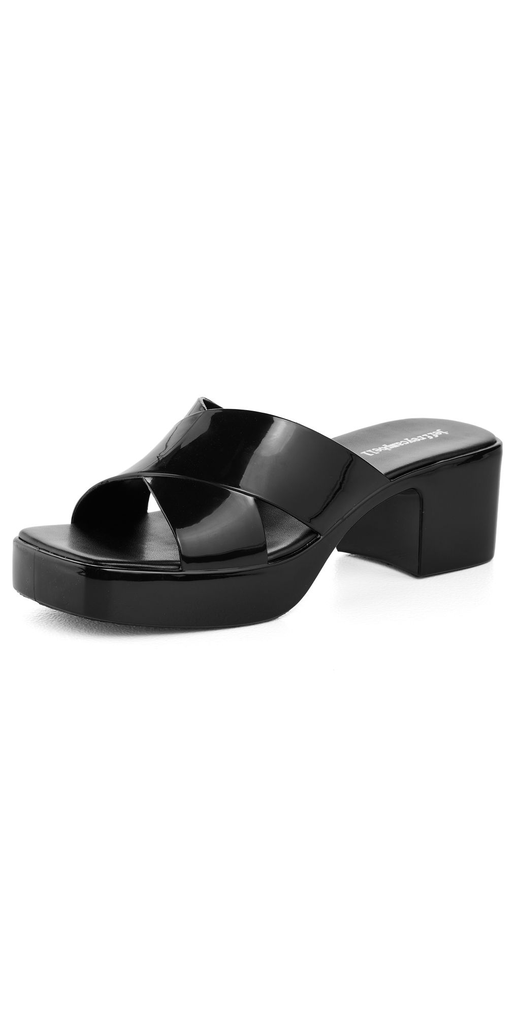 Jeffrey Campbell Bubblegum Jelly Block Sandals Black Shiny 8