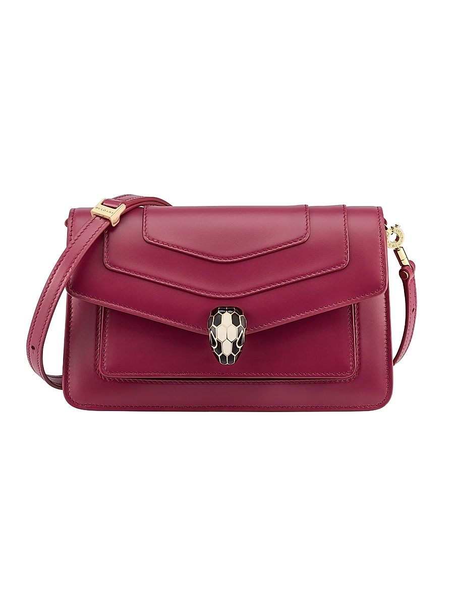 Women's Serpenti Leather Shoulder Bag - Anemone Spinel