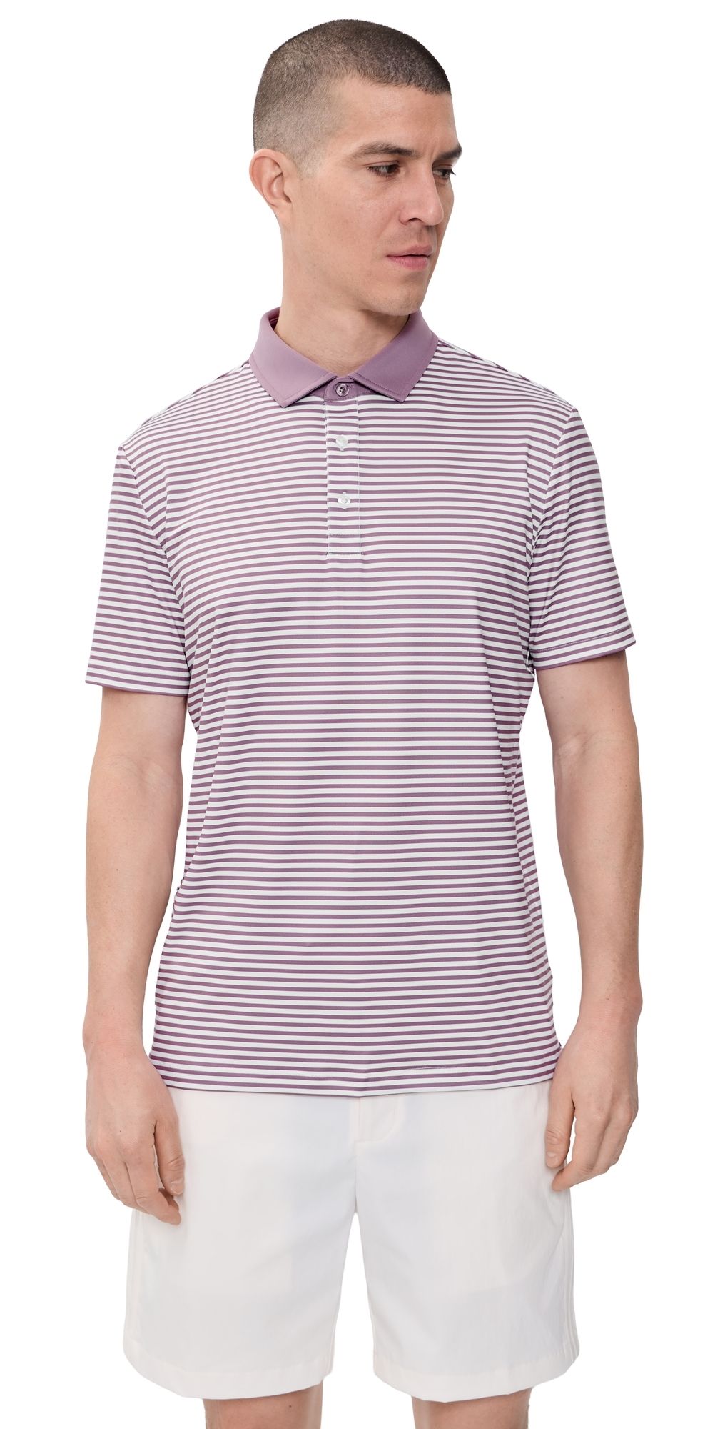 Redvanly Striped Baker Polo Shirt Lilac S