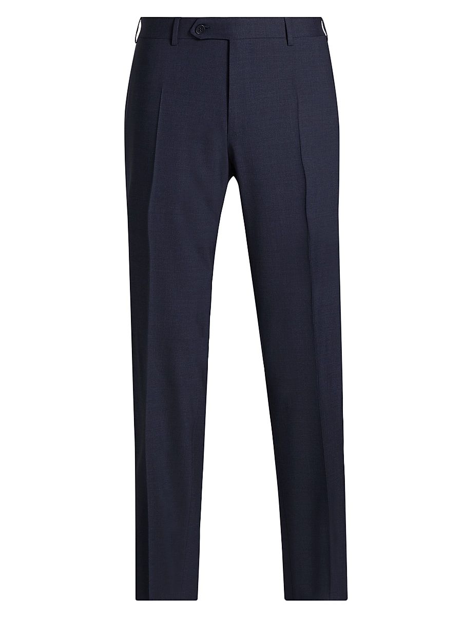 Canali Men's Stretch Wool Trousers - Navy - Size 42