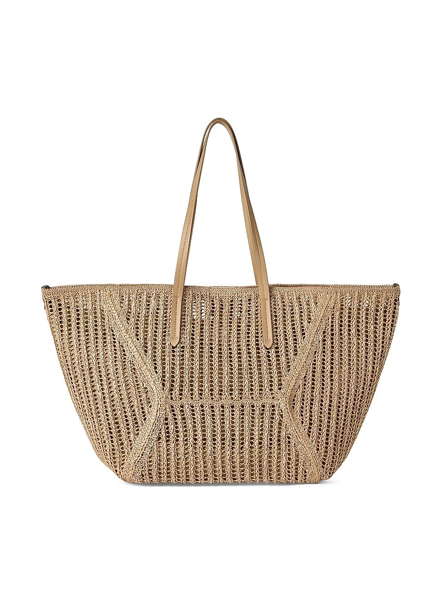 Women's Duo Tote Bag in Techno Raffia Knit with Monili - Rope