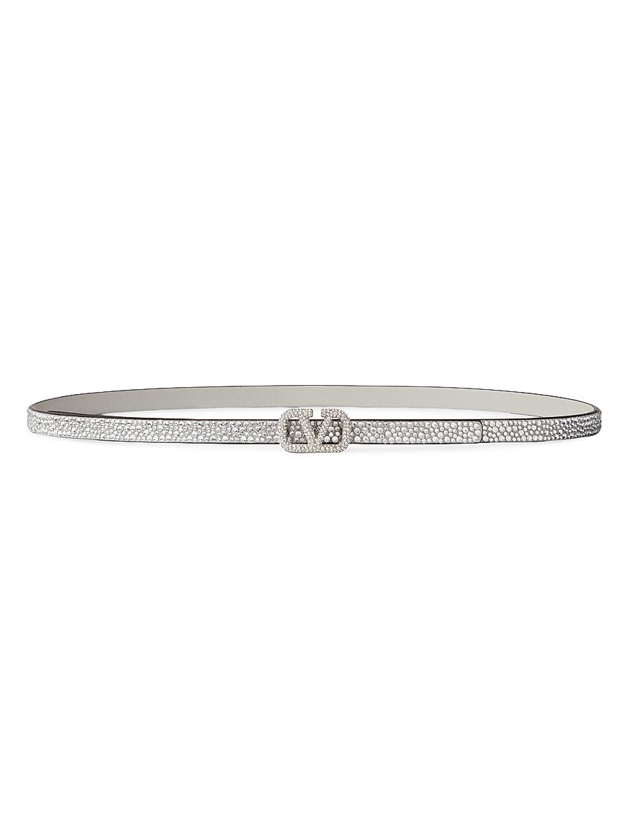 Women's VLogo Signature Belt With Crystals 10mm - Crystal - Size Small
