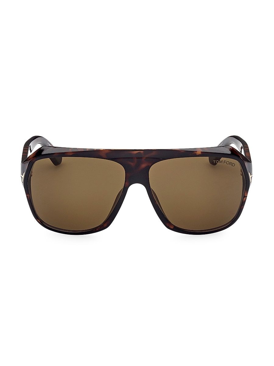 Men's Hawkings-02 62MM Navigator Sunglasses - Dark Havana
