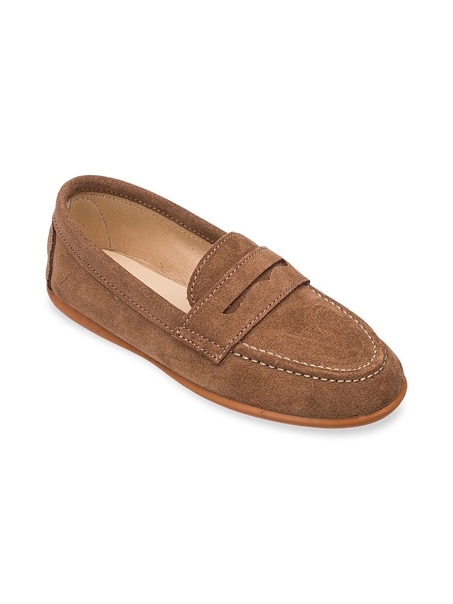 Boy's Suede Penny Loafers - Suede Toffe - Size 4.5 (Child)