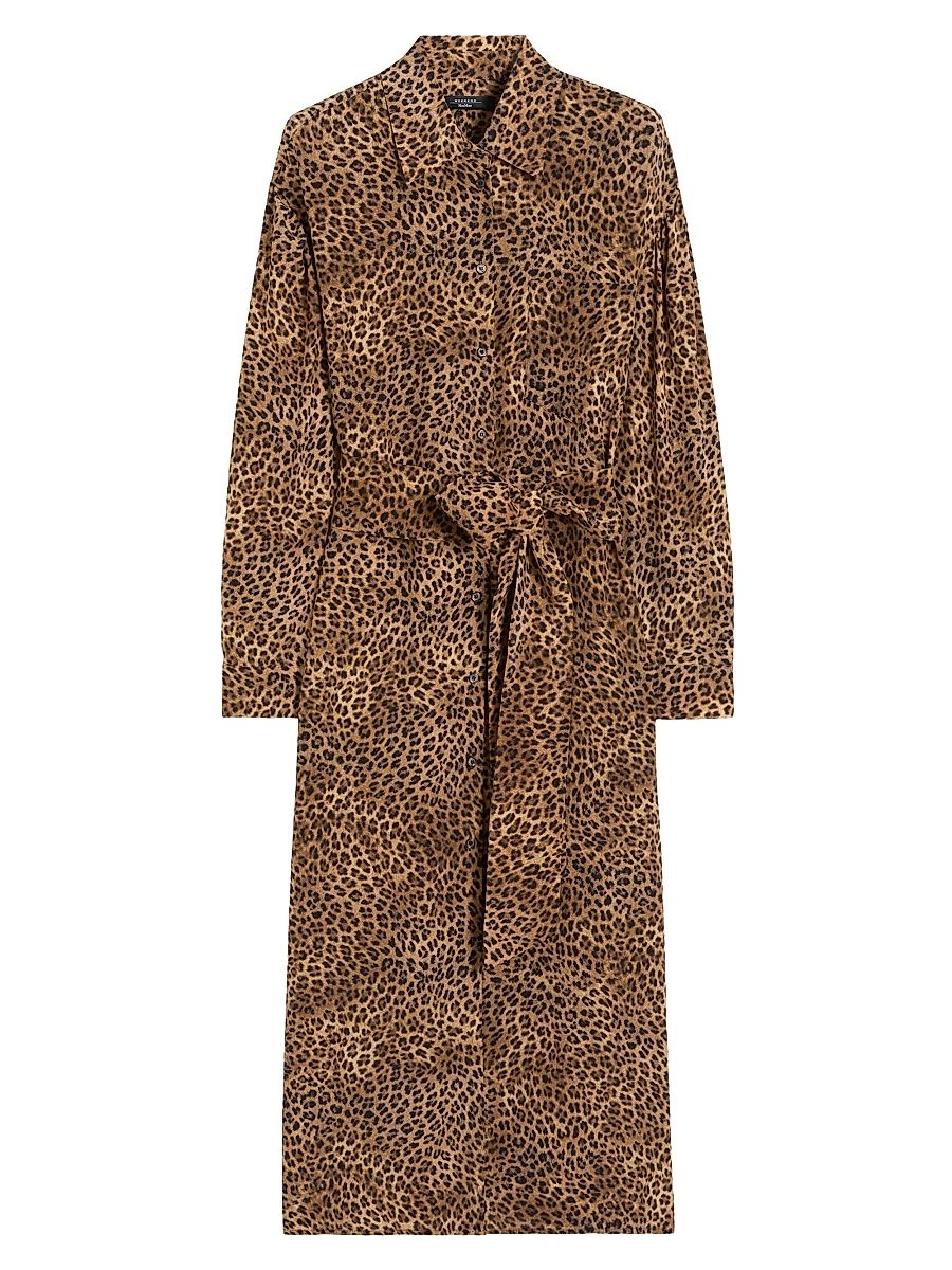 Women's Printed Silk Crêpe De Chine Shirt Dress - Size 16