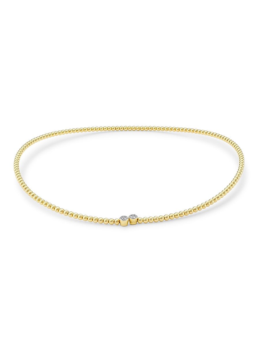 Women's 14K Yellow Gold & 0.1 TCW Diamond Beaded Collar Necklace - Gold