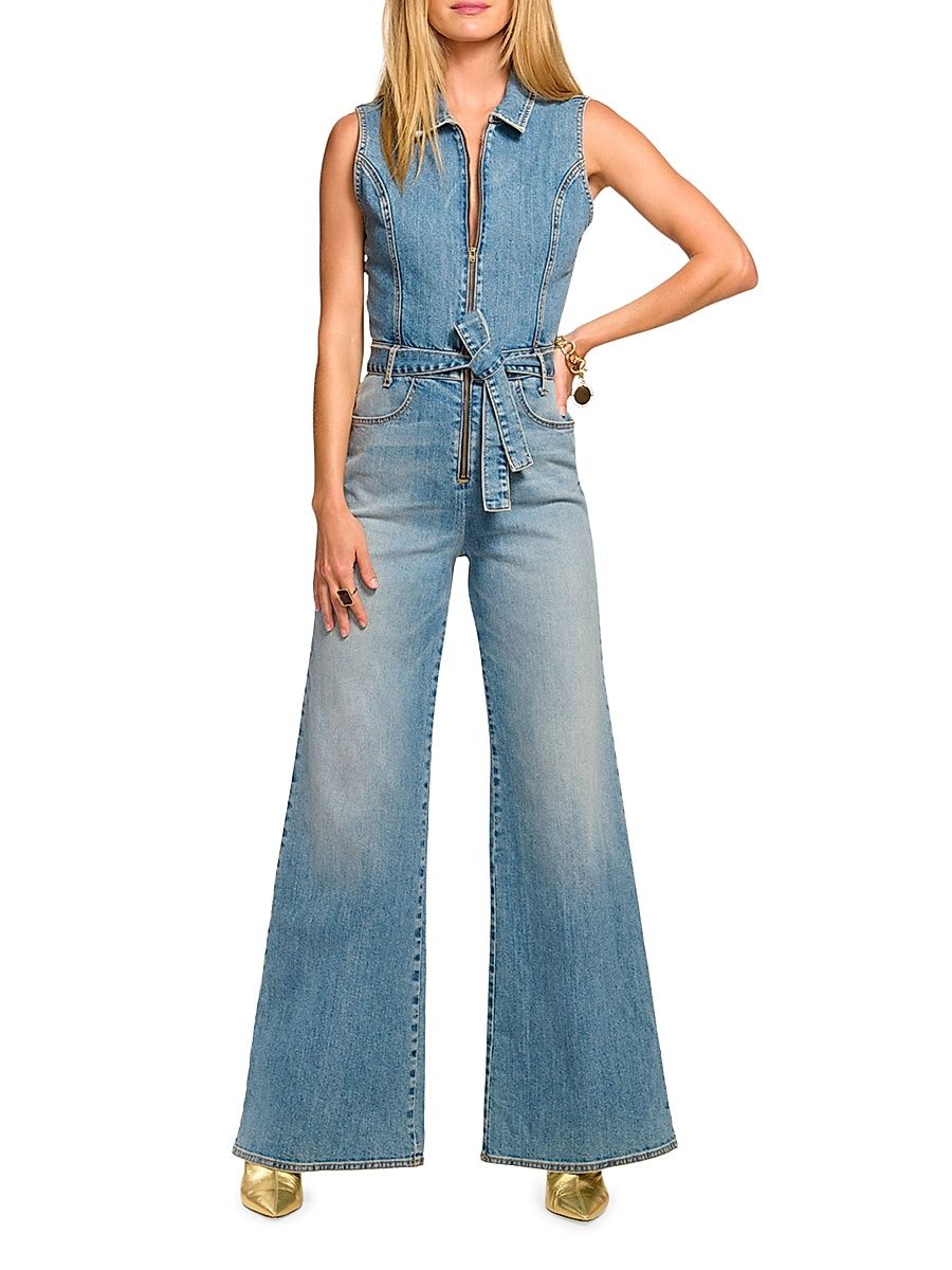 Women's Jemma Wide-Leg Denim Jumpsuit - Light Blue - Size 25