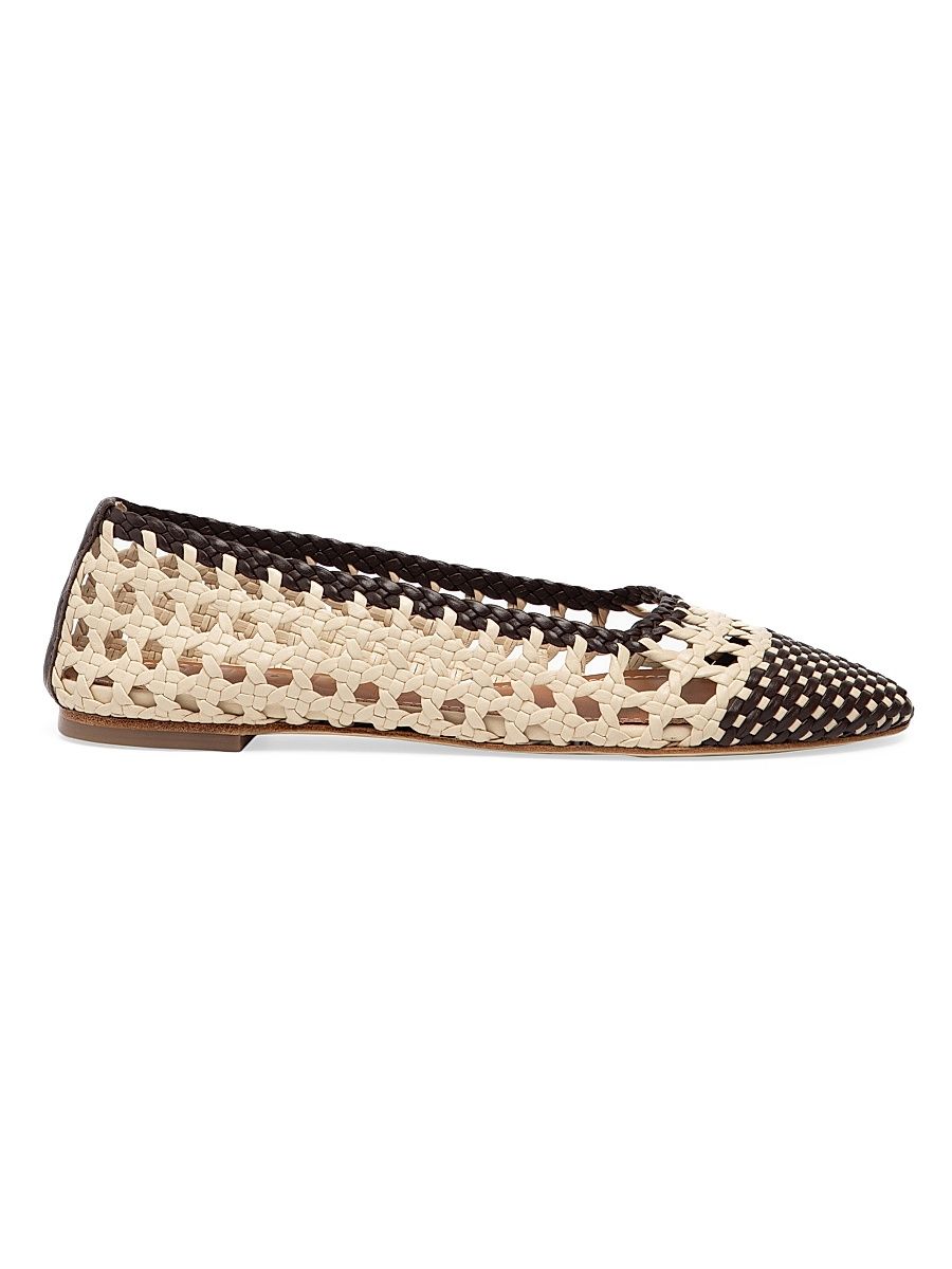 Women's Nell Crochet Leather Ballet Flats - Cream Espresso - Size 7.5