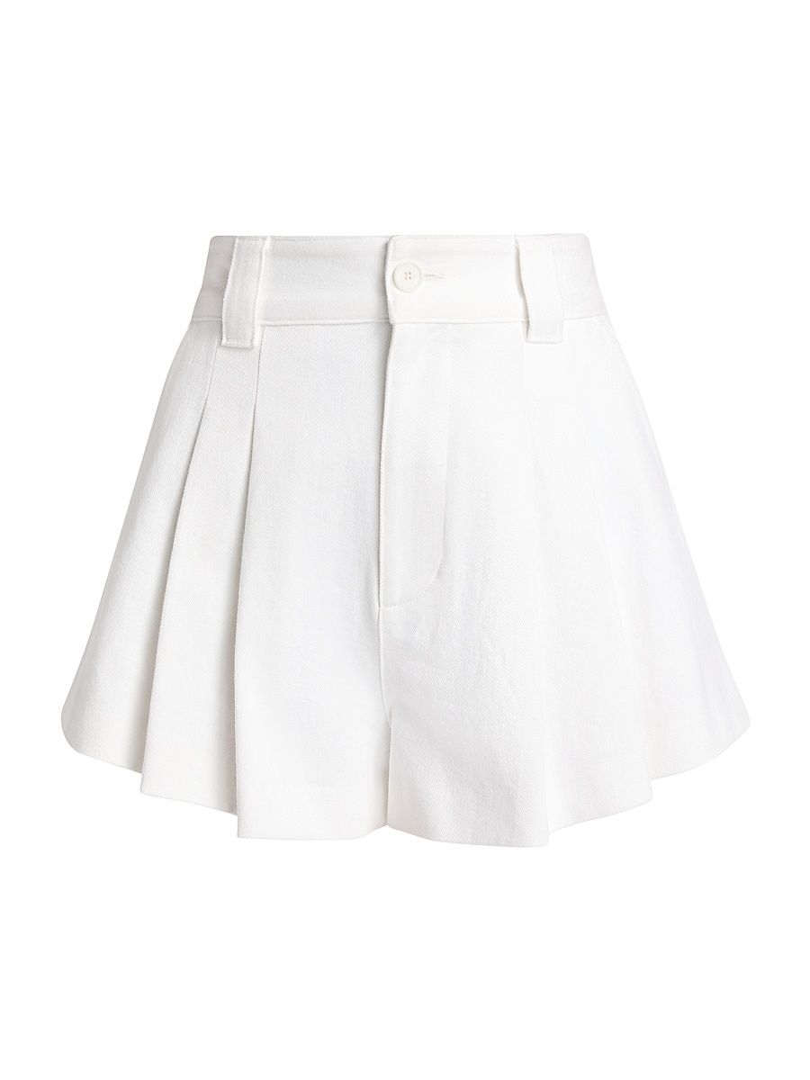 Women's The Structural Pleated Cotton High-Rise Shorts - White - Size 31