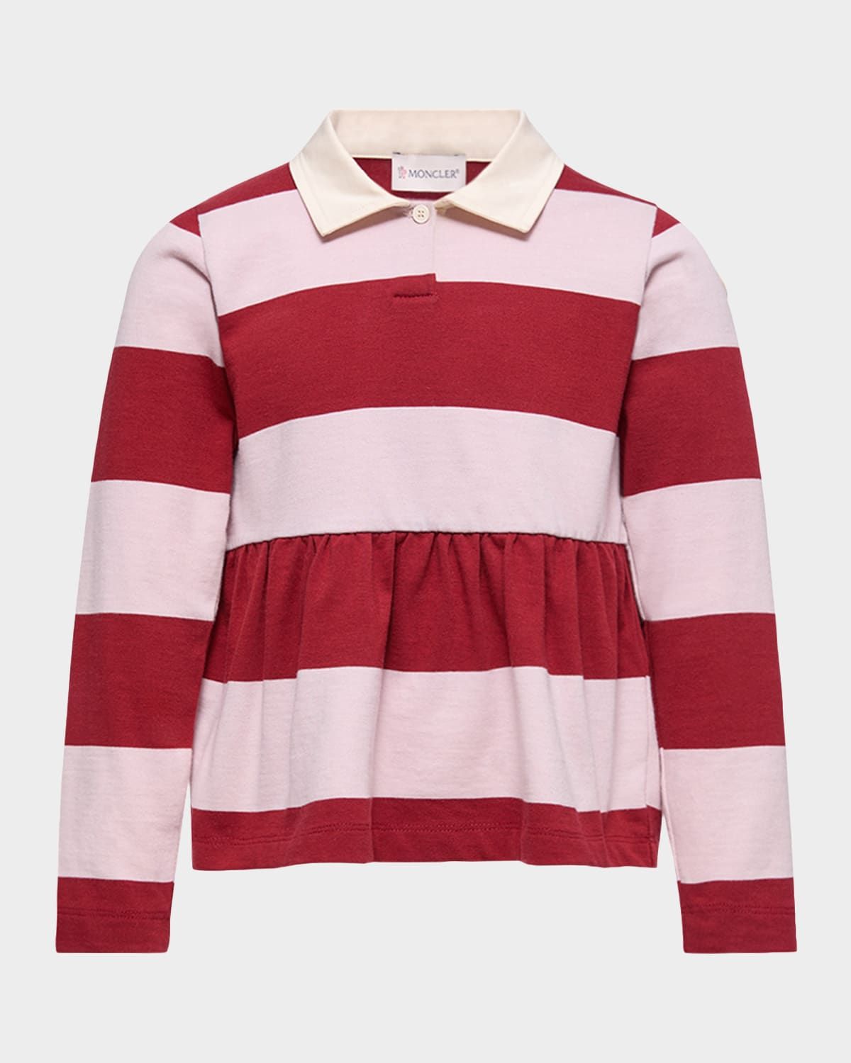Girl & apos;s Striped Long-Sleeve Cotton Polo Shirt, Size 12-14