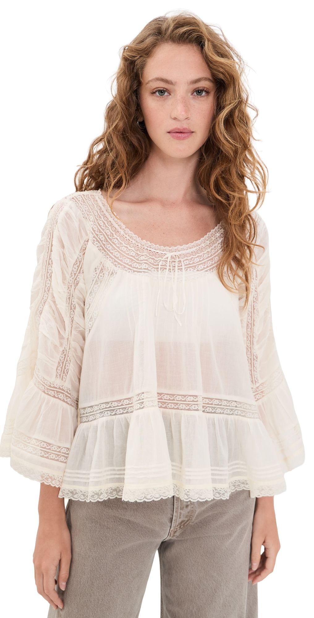 Free People She's A Romantic Top Ivory M