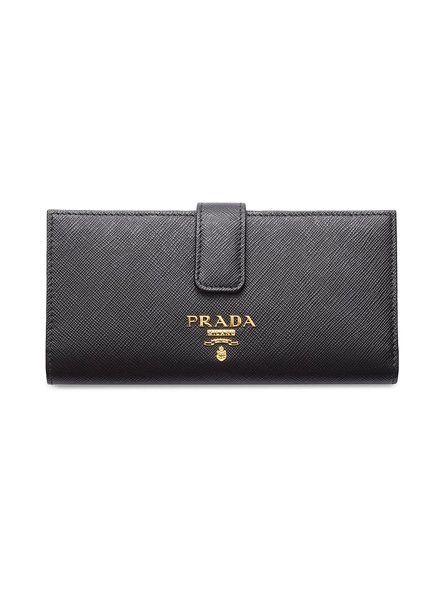 Women's Large Saffiano Leather Wallet - Black
