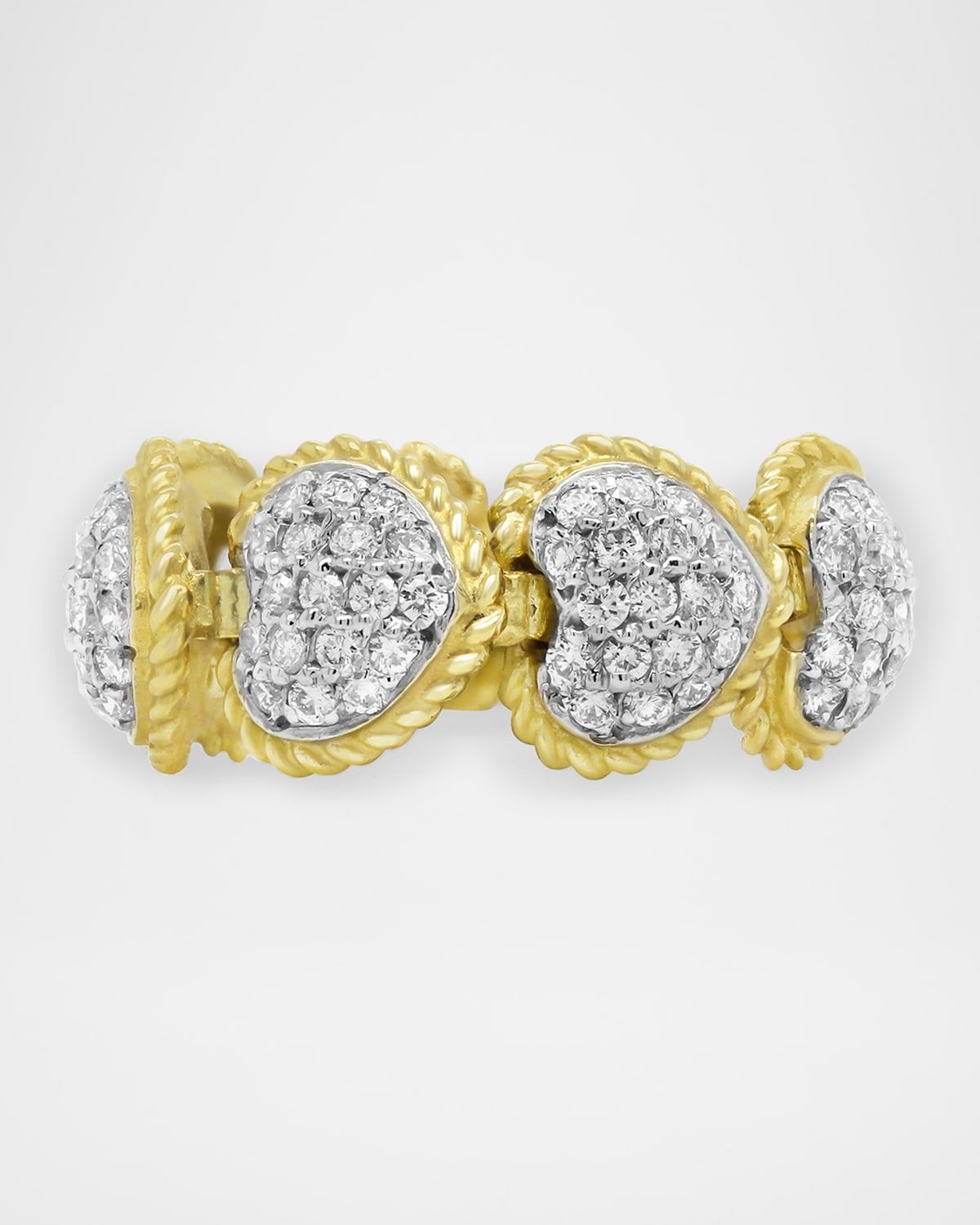 18K Yellow Gold Heart Ring with Diamonds, Size 7