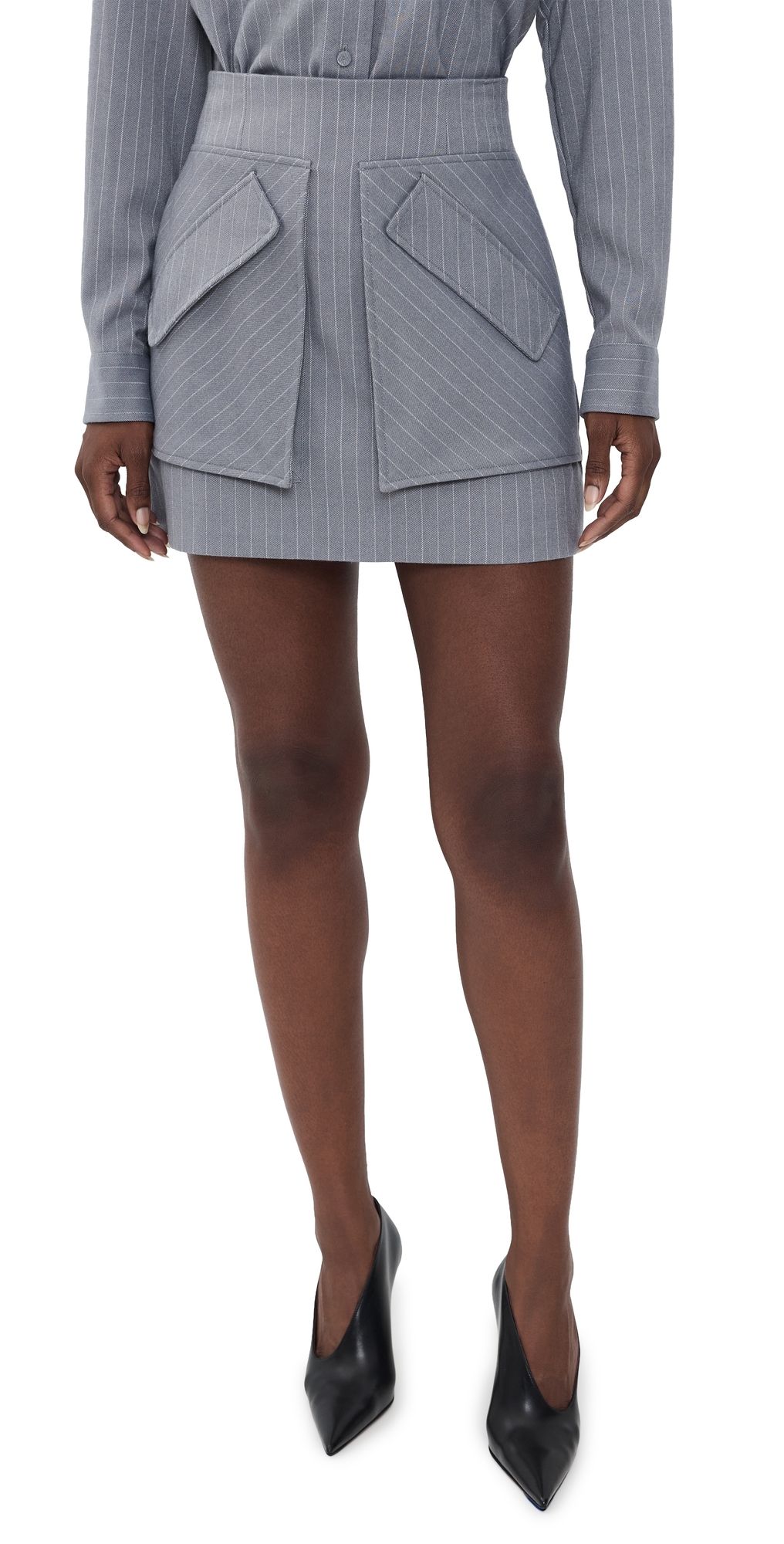 AKNVAS Cherry Pinstripe Mini Skirt Grey/White 12