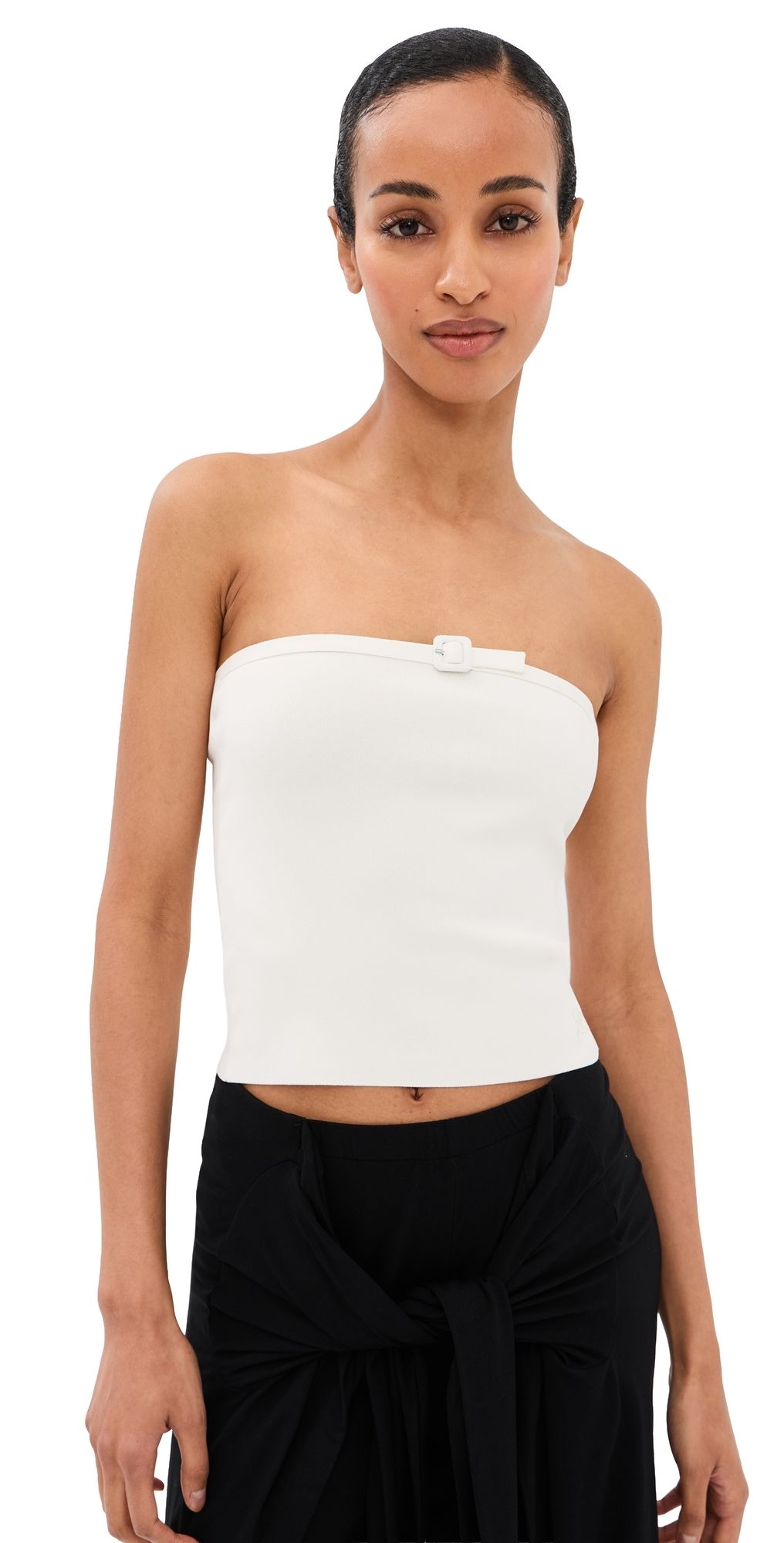 Courrèges Buckle Knit Bustier Top Natural L