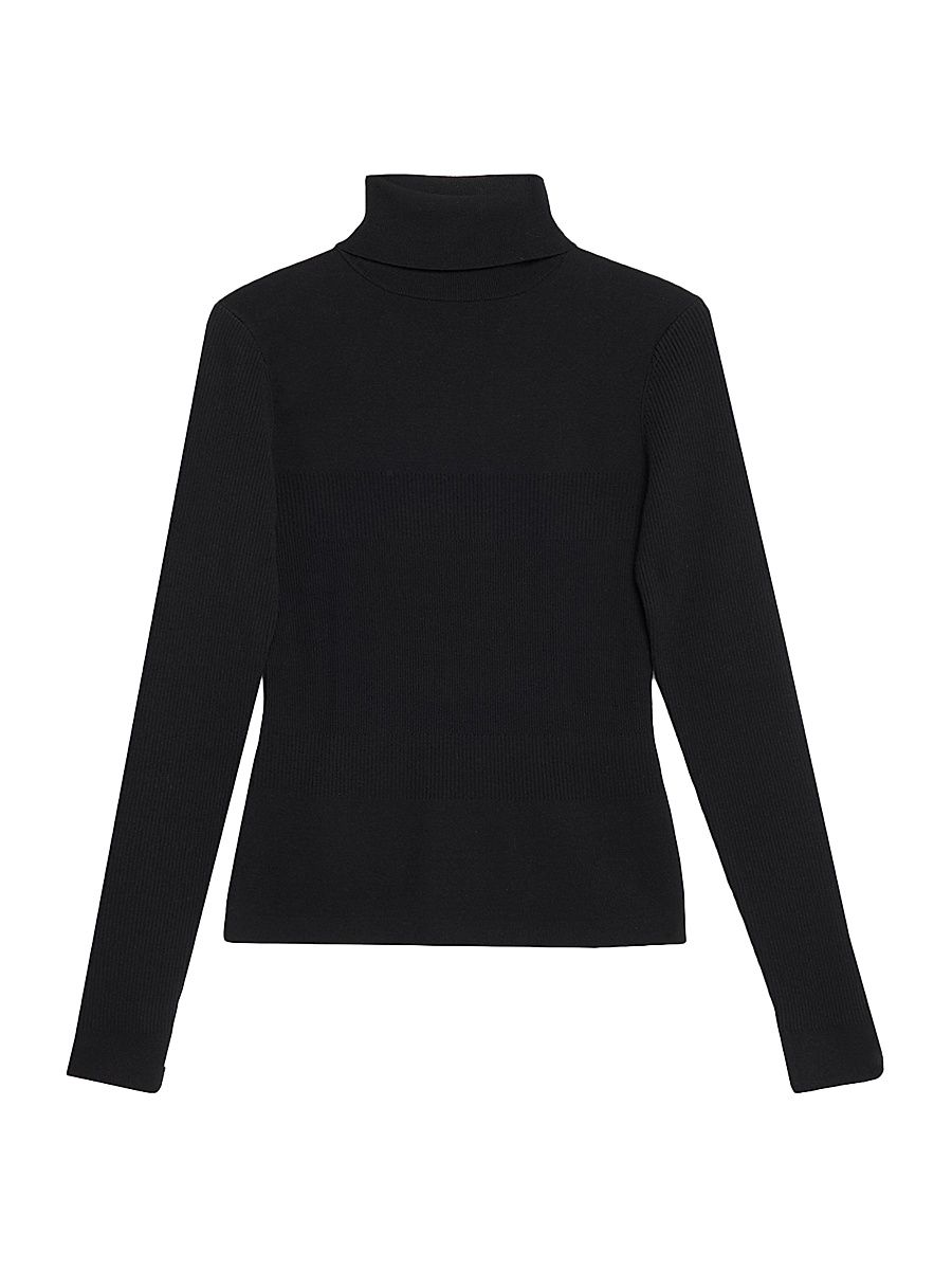 Women's Valeria Rib-Knit Turtleneck - Black - Size Large