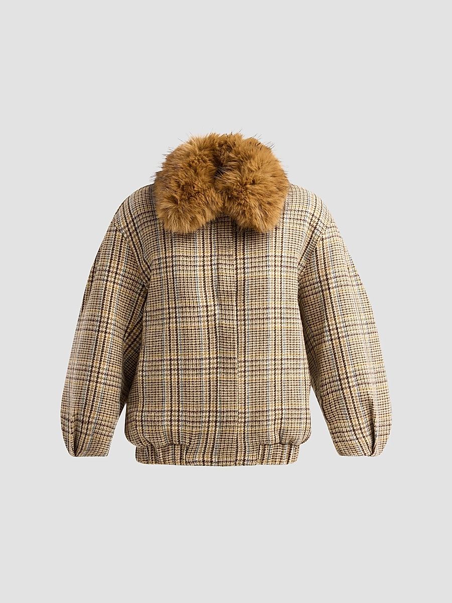 Women's Savannah Tweed Faux Fur Collar Jacket - Size XS