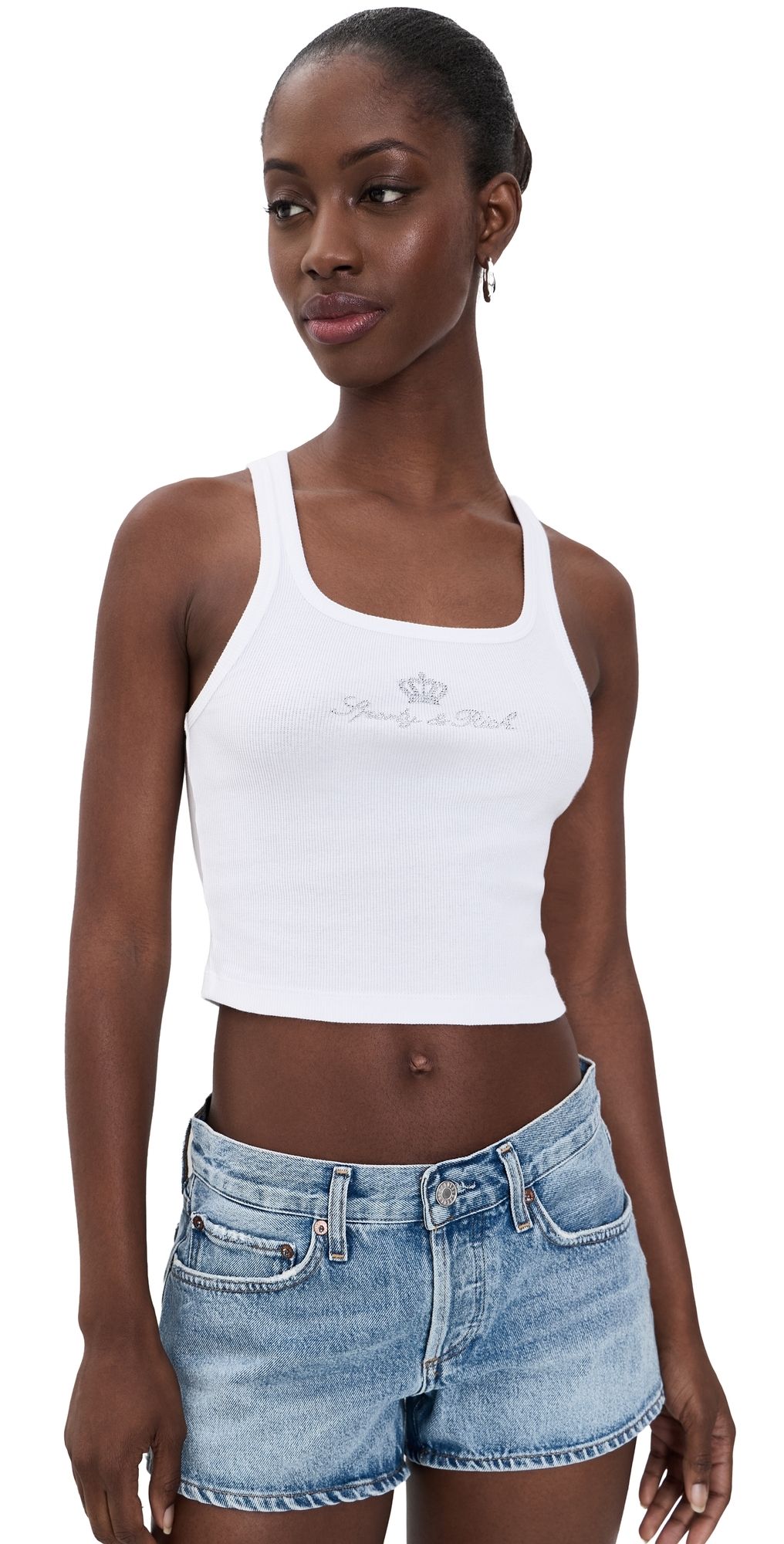 Sporty & Rich Juicy Crown Ribbed Tank White L