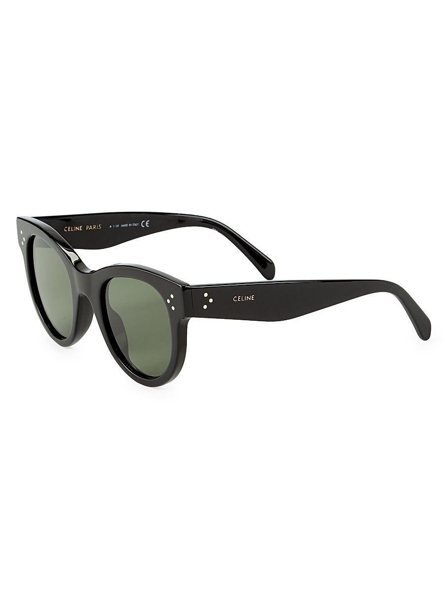 Women's 48MM Havana Square Sunglasses - Shiny Black