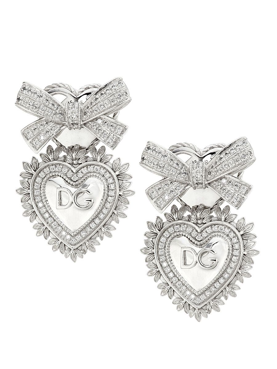 Women's Devotion 18K White Gold & 0.45 TCW Diamond Heart Ear Jackets - White Gold