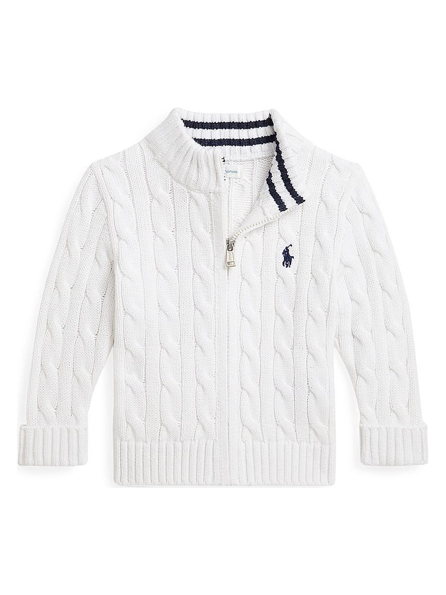 Baby Boy's Cable-Knit Zip-Front Jacket - White - Size 24 Months
