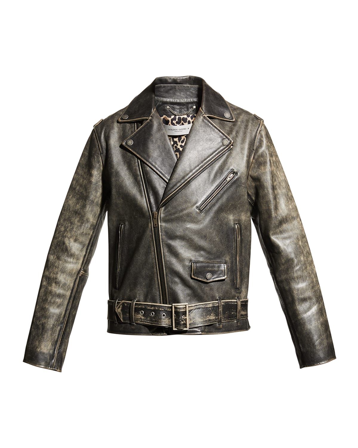 Men & apos;s Moto Distressed Leather Jacket