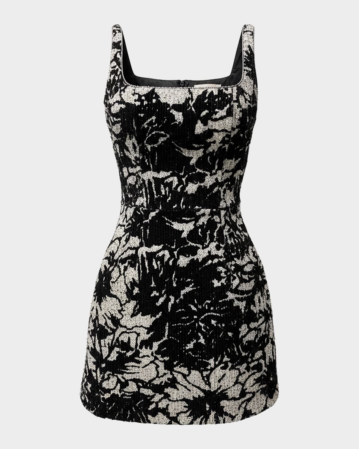 Devi Sequin Floral Velvet Mini Dress
