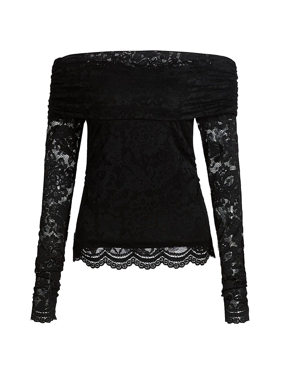 Women's Romeo Lace Off-The-Shoulder Top - Black - Size Medium