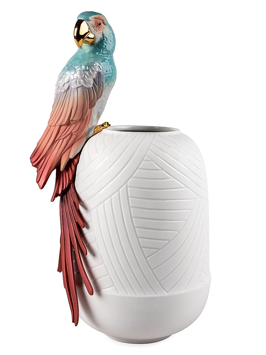 Macaw Bird Vase - Red