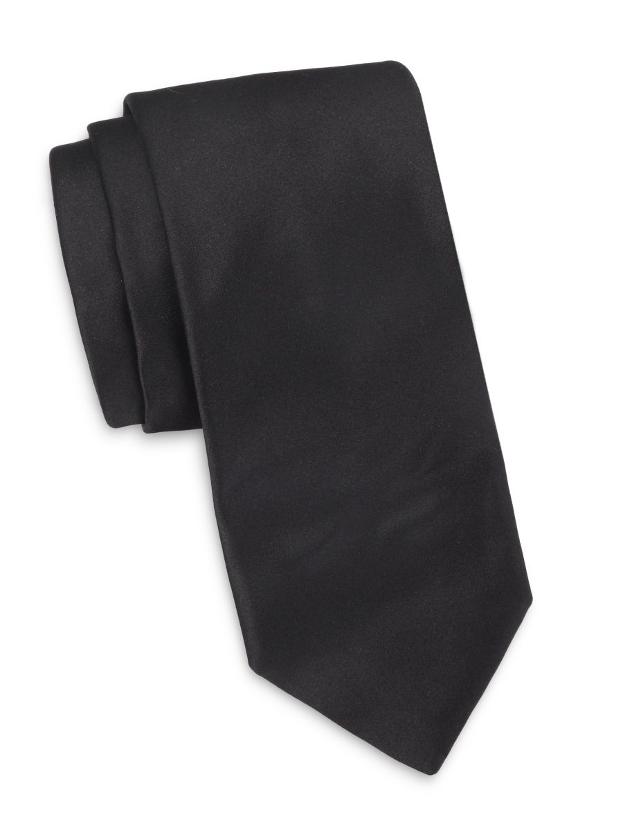 Canali Men's Solid Silk Necktie - Black