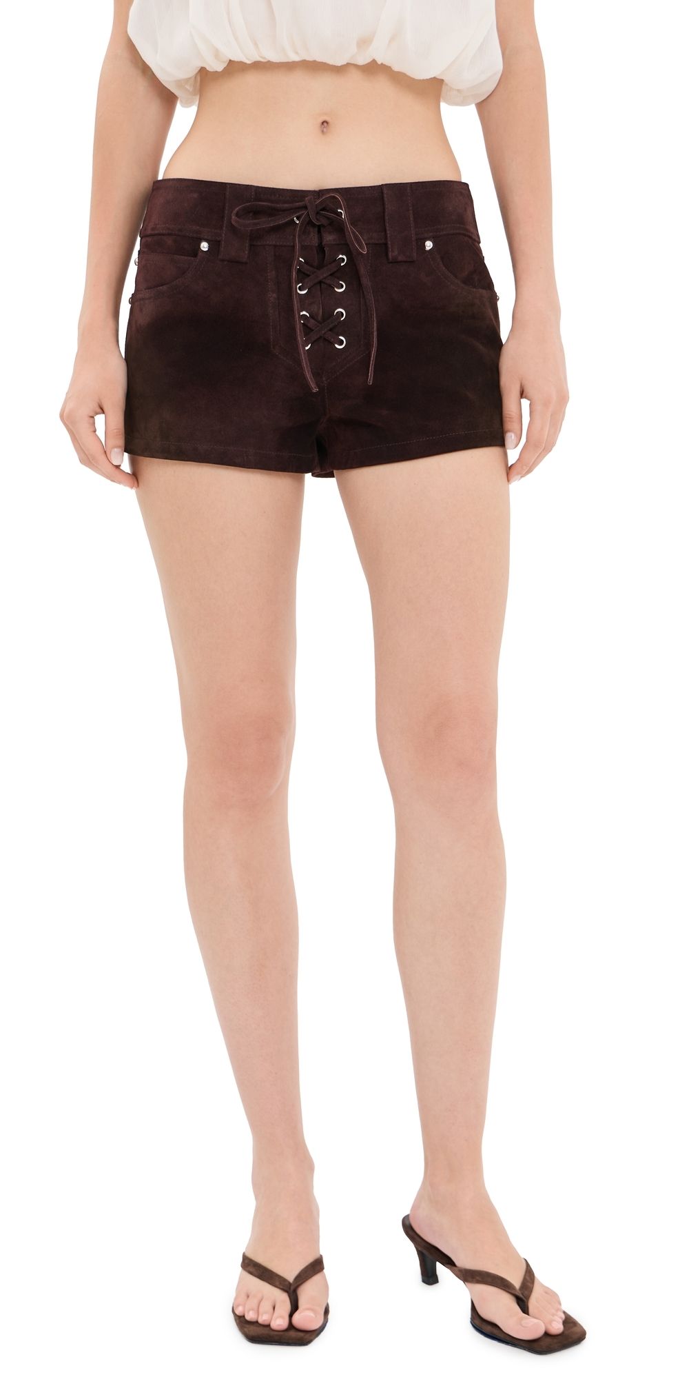 STAUD Geo Suede Shorts Espresso L
