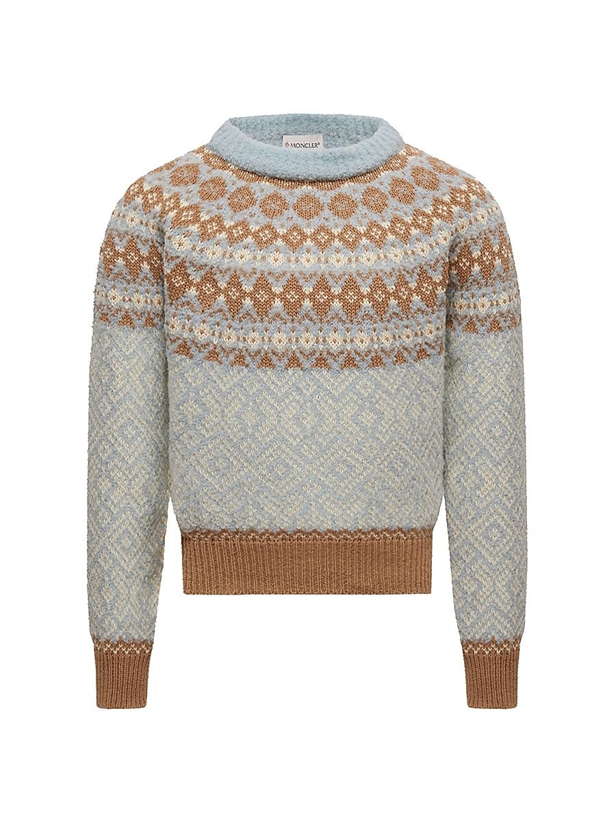 Little Girl's & Girl's Sweater in Bouclé Wool Blend - Light Blue - Size 10