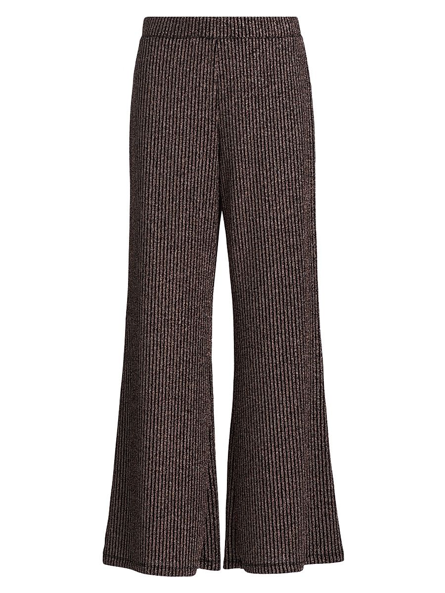 Women's Jenna Easy Metallic Rib-Knit Pants - Bronze Metallic - Size XL