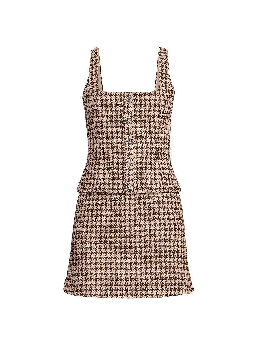 Women's Calissa Houndstooth Minidress - Macchiato Multi - Size 14