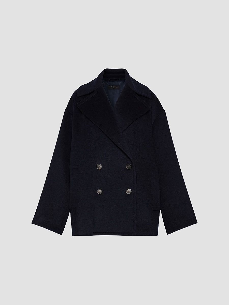 Women's Double Wool Broadcloth Peacoat - Navy - Size 0