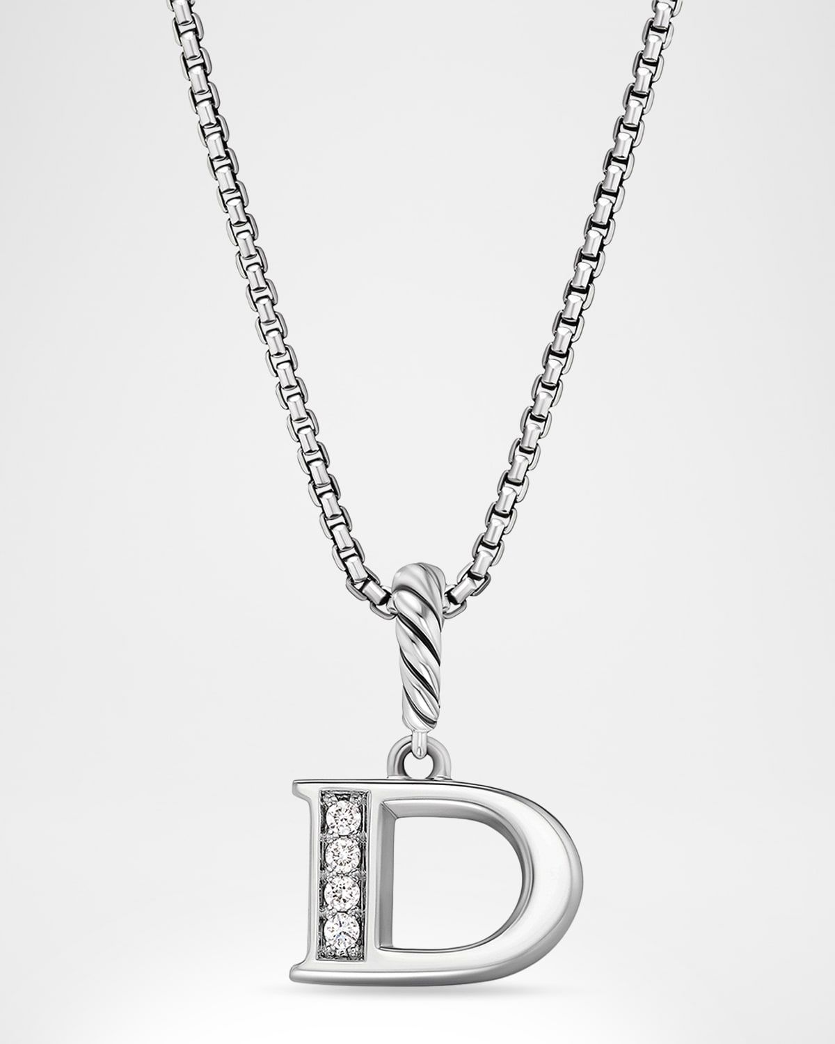Pave Initial Pendant Necklace with Diamonds in Silver