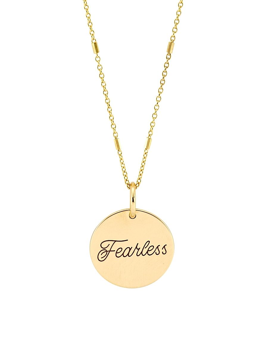 Women's 14K Yellow Gold "Fearless" Pendant Necklace - Gold