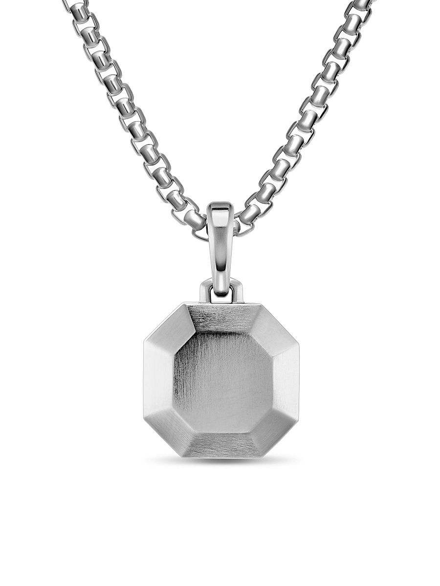 Men's Faceted Amulet in Sterling Silver, 16MM - Silver
