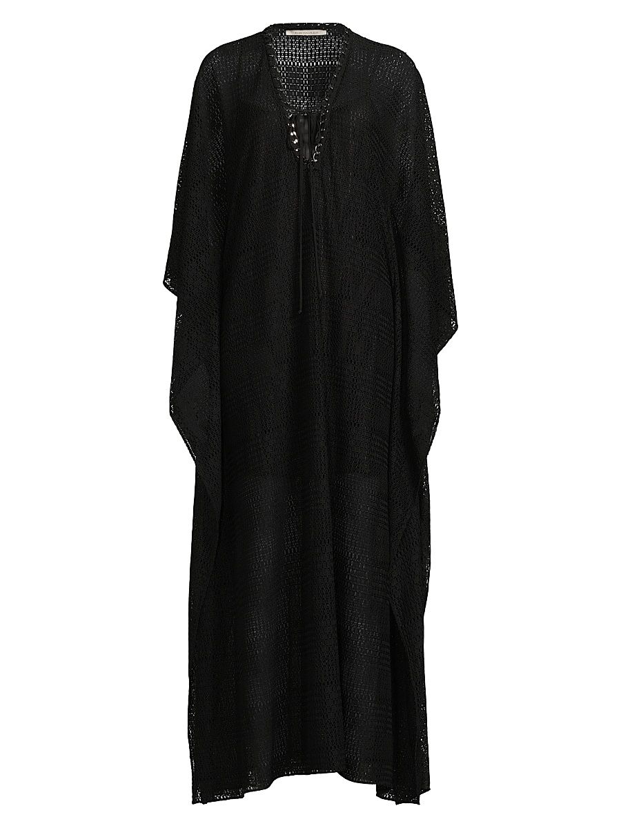 Women's Ruth Lace Long-Sleeve Caftan - Black - Size Medium