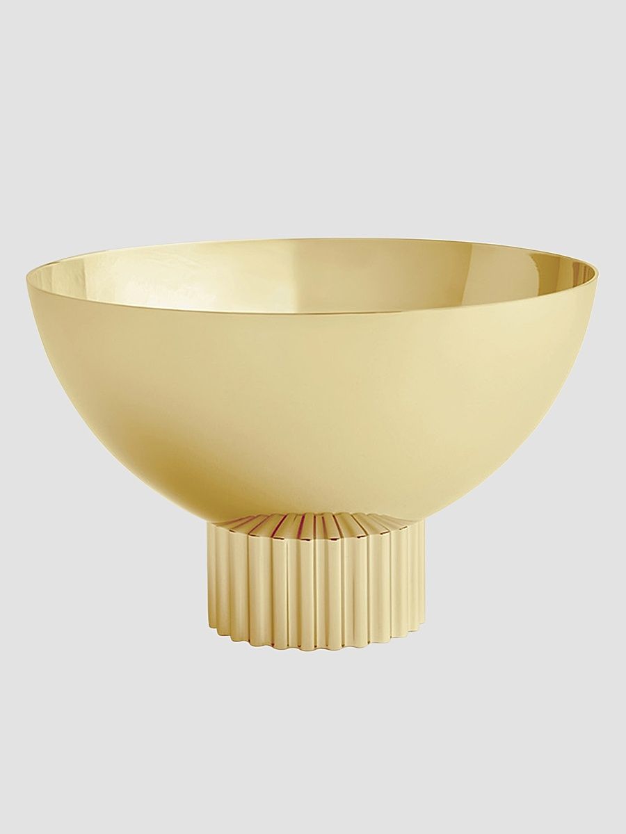 Striations Goldtone Stainless Steel Nut Bowl - Gold