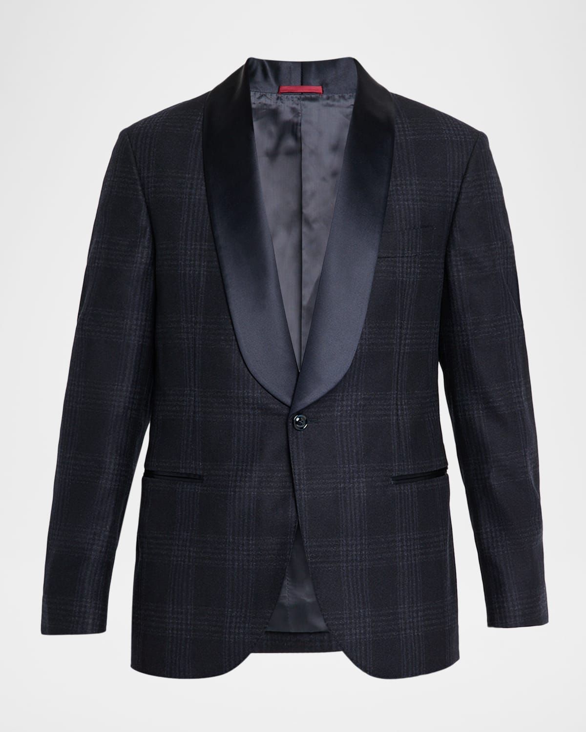 Men & apos;s Overplaid Satin Shawl-Lapel Sport Coat