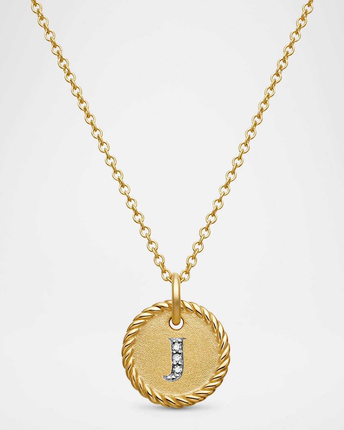 Cable Collectibles Initial Pendant Necklace with Diamonds in 18K Gold
