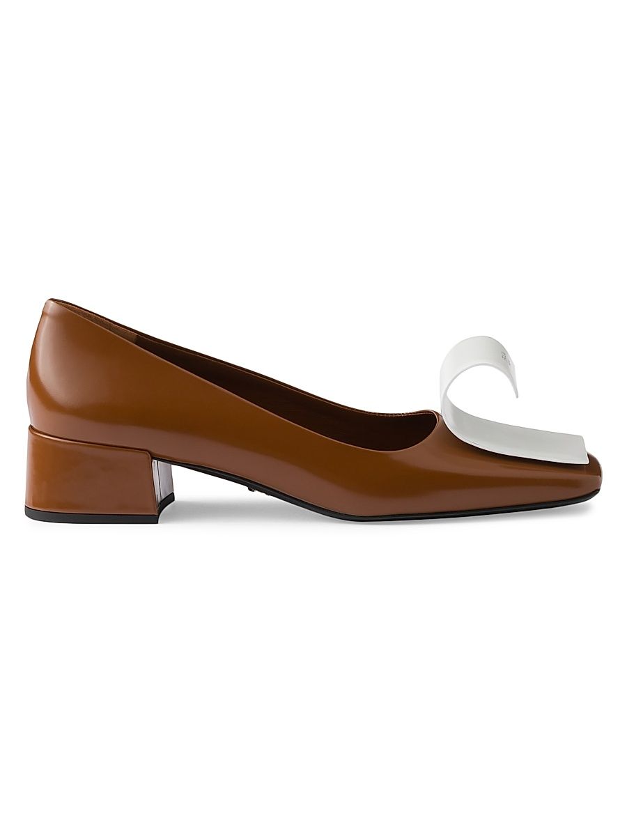 Women's Two-Tone 35MM Brushed Leather Pumps - Brown - Size 8