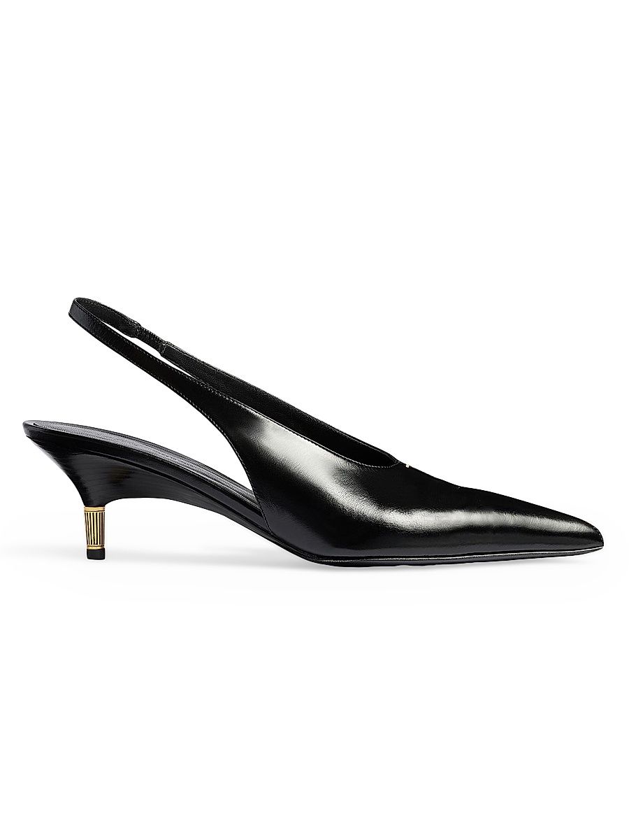 Women's Bella 55MM Leather Kitten-Heel Pumps - Black - Size 11
