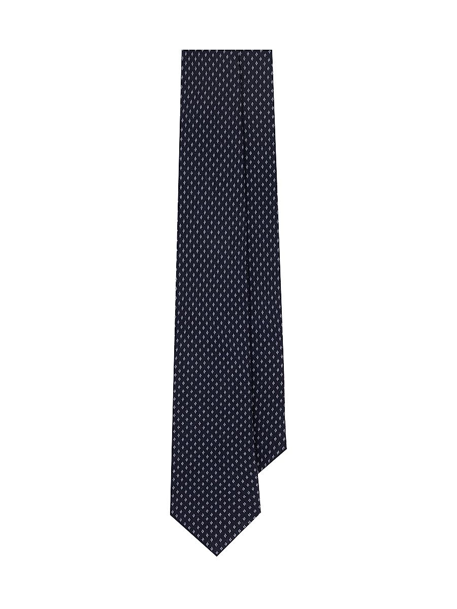 Men's Neat Cashmere-Silk Tie - Navy